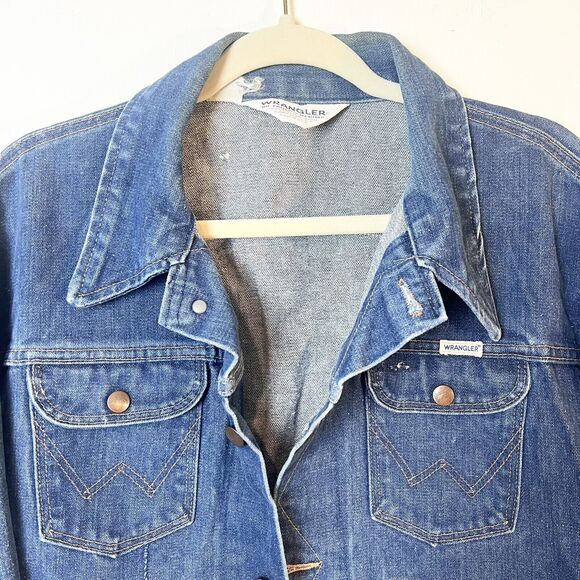 Vintage Wrangler No-Fault Denim Jacket 70s 80s Sanfor-Set USA Men’s L - Picture 2 of 15